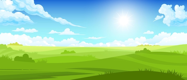 Vector gratuito hermosa ilustración de paisaje soleado