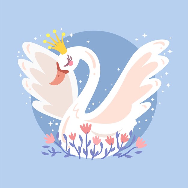 Hermosa ilustración de princesa cisne blanco