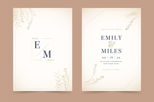 Hermosa invitación floral de la boda