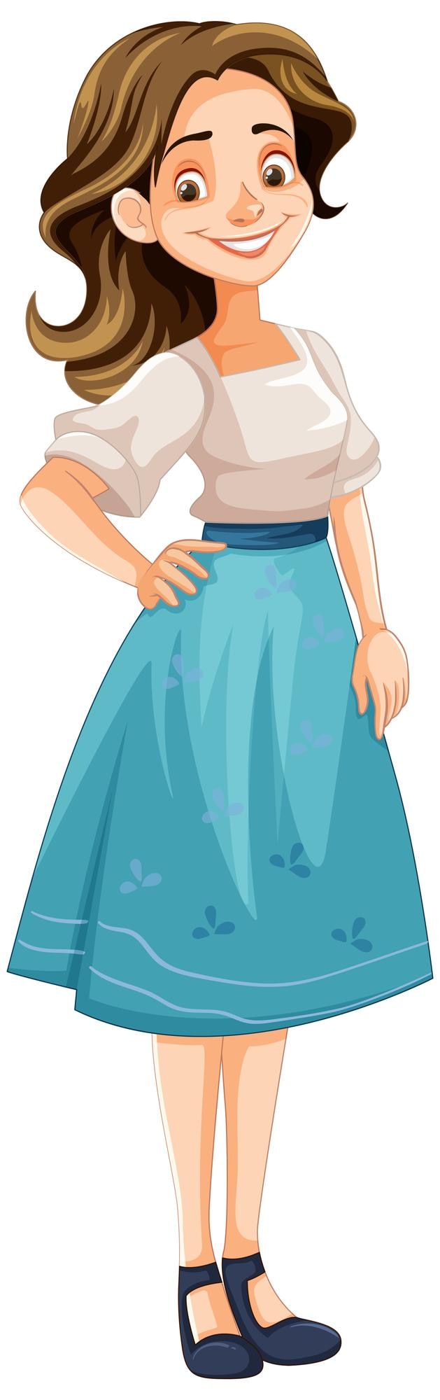 Vector gratuito hermosa mujer europea ilustración de un personaje de dibujos animados