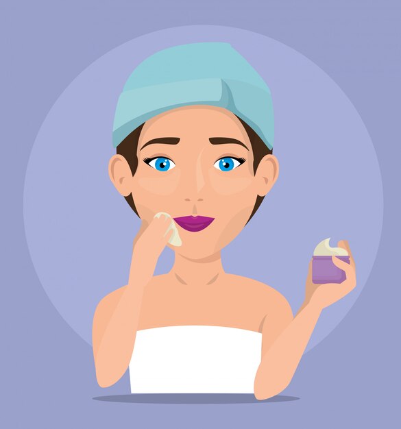 Vector gratuito hermosa mujer en tratamiento facial