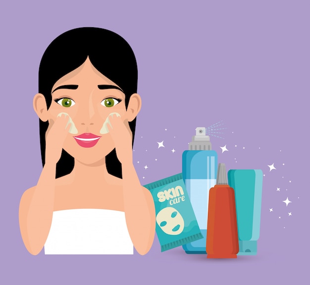 Vector gratuito hermosa mujer en tratamiento facial