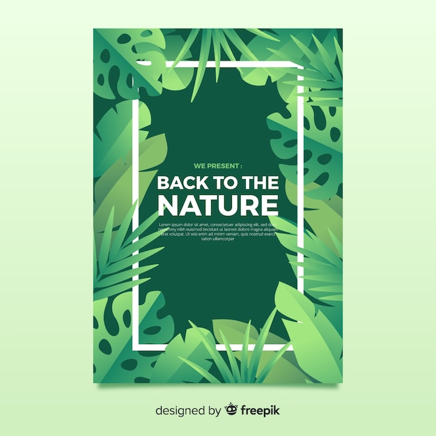 Vector gratuito hermosa naturaleza y plantilla de cartel de viaje