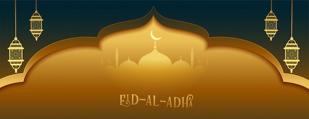 Vector gratuito hermosa pancarta del festival eid al adha bakrid