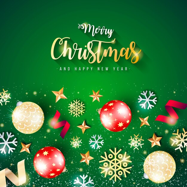 Hermosa pancarta de Navidad con fondo verde