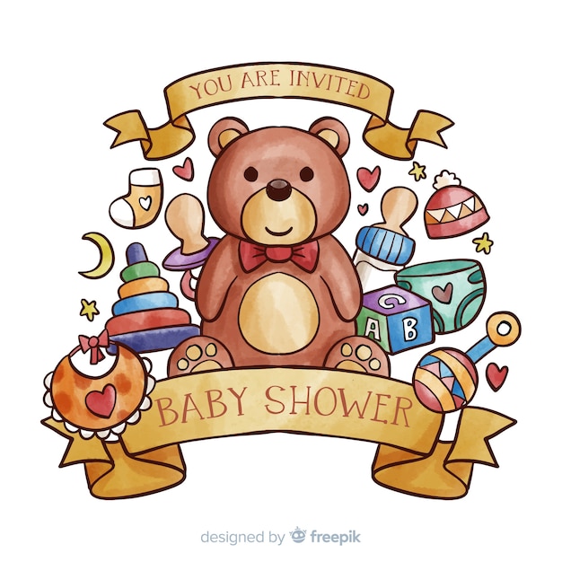 Hermosa plantilla de acuarela de baby shower