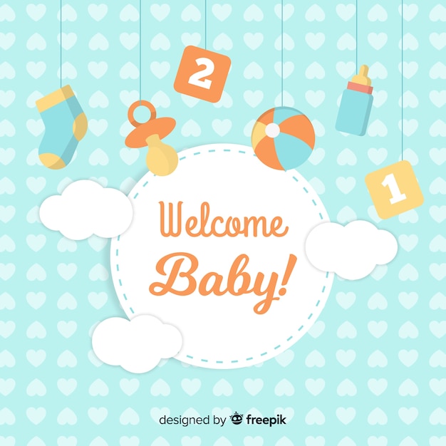 Vector gratuito hermosa plantilla de baby shower