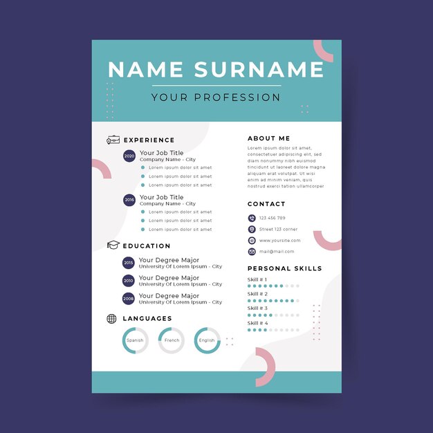 Hermosa plantilla de diseño de currículum