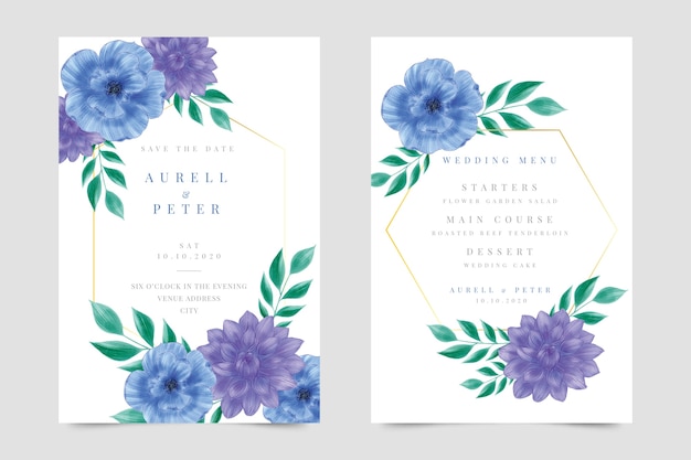 Hermosa plantilla de invitación de boda