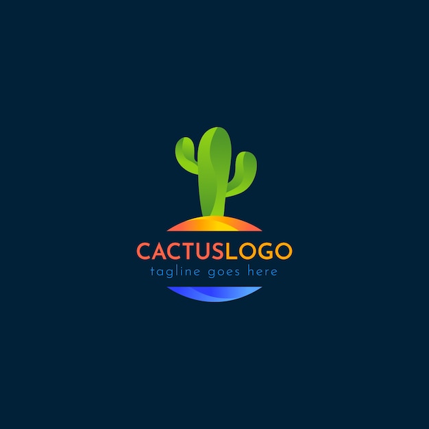 Hermosa plantilla de logotipo de cactus