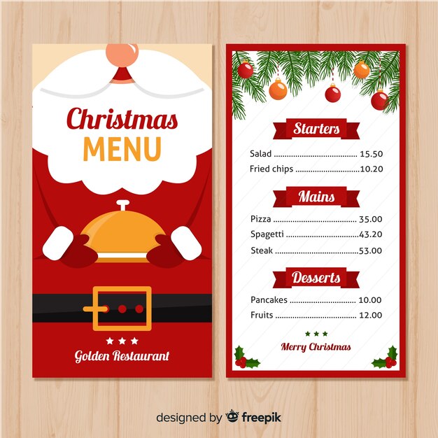 Hermosa plantilla de menú de navidad