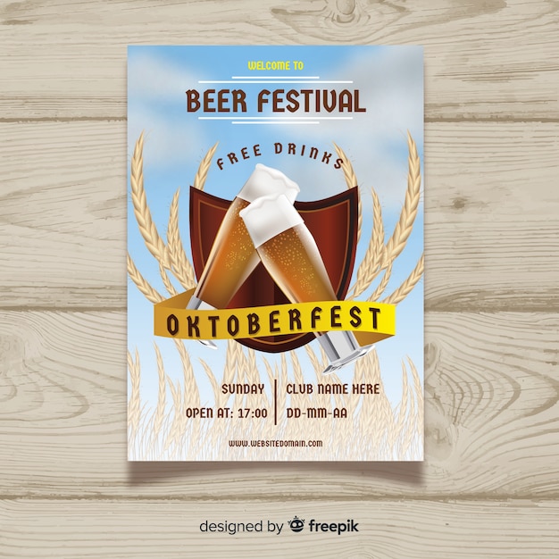 Hermosa plantilla moderna de cartel de oktoberfest