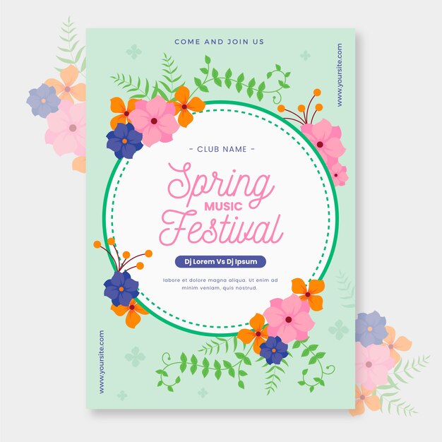 Vector gratuito hermosa plantilla de póster de primavera