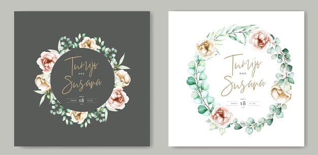 Vector gratuito hermosa plantilla de tarjeta de boda floral acuarela