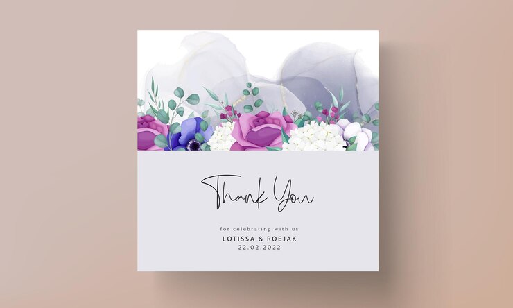 hermosa plantilla de tarjeta de invitación de boda de flor de rosa y anémona