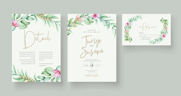 Vector gratuito hermosa plantilla de tarjeta de invitación floral