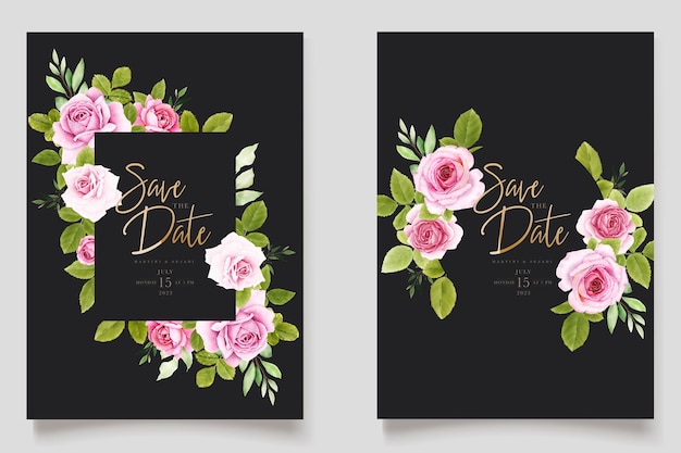 hermosa plantilla de tarjeta de invitación de rosas