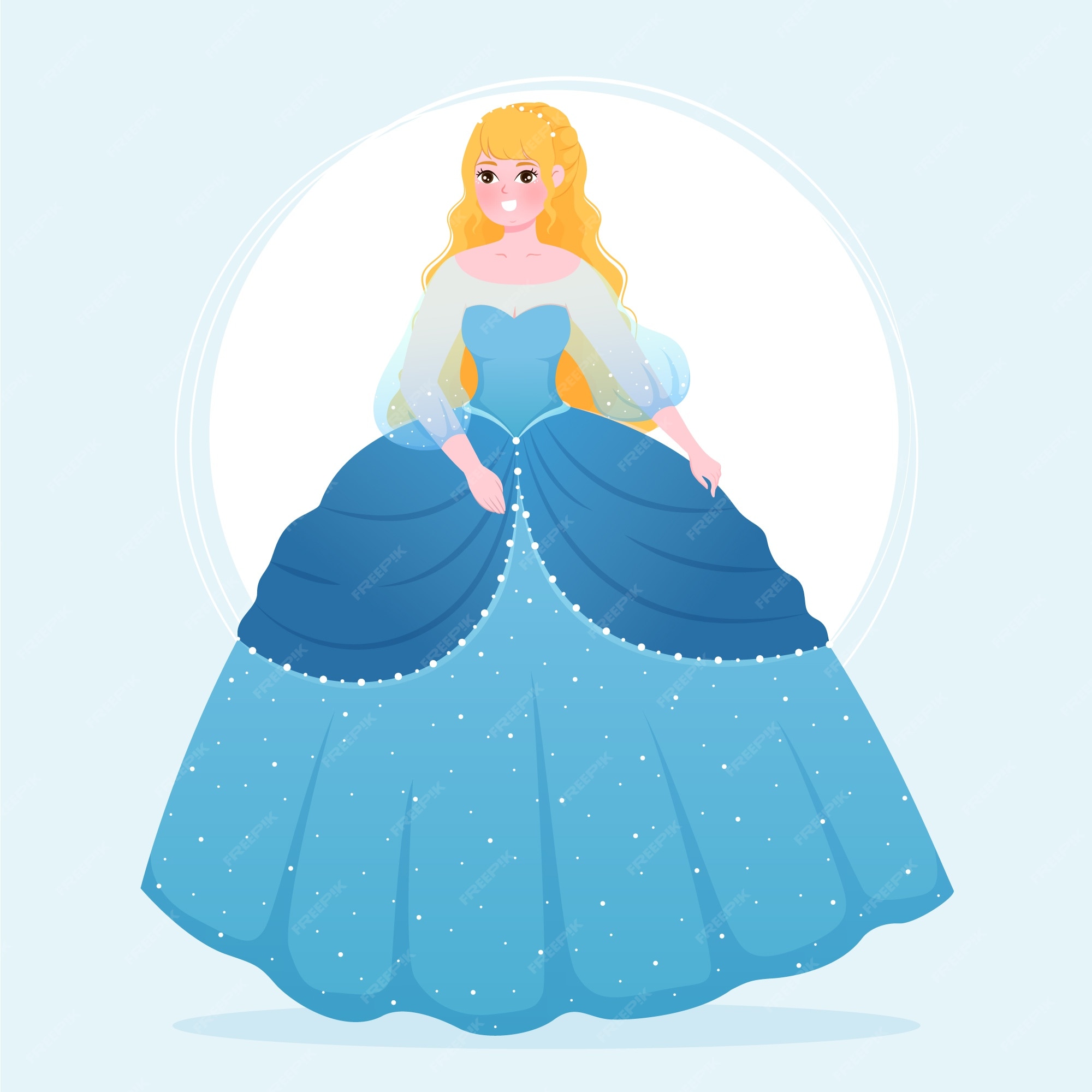 Hermosa princesa cenicienta en vestido azul | Vector Gratis