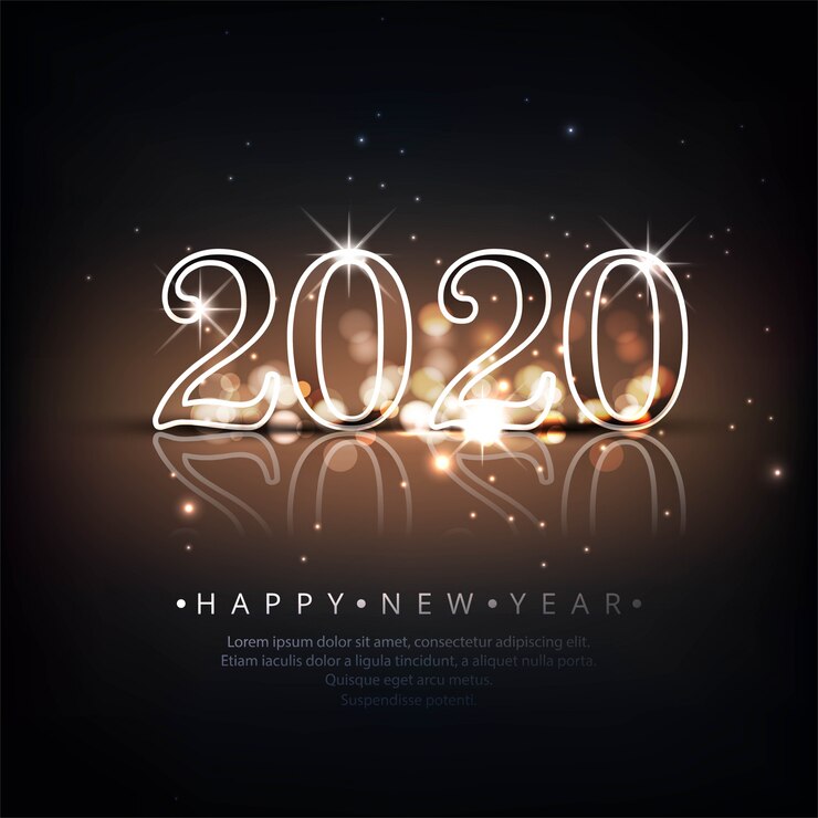 Vector gratuito hermosa tarjeta de celebración de año nuevo 2020