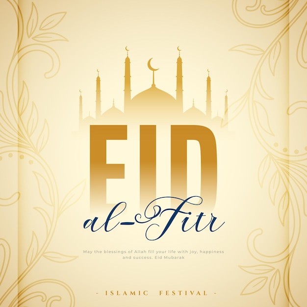 hermosa tarjeta de deseos de Eid Mubarak con diseño de mezquita