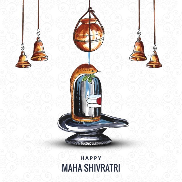 Hermosa tarjeta de felicitación feliz maha shivratri con fondo shivling