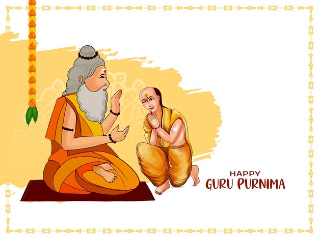 Hermosa tarjeta de felicitación del festival indio Happy Guru Purnima