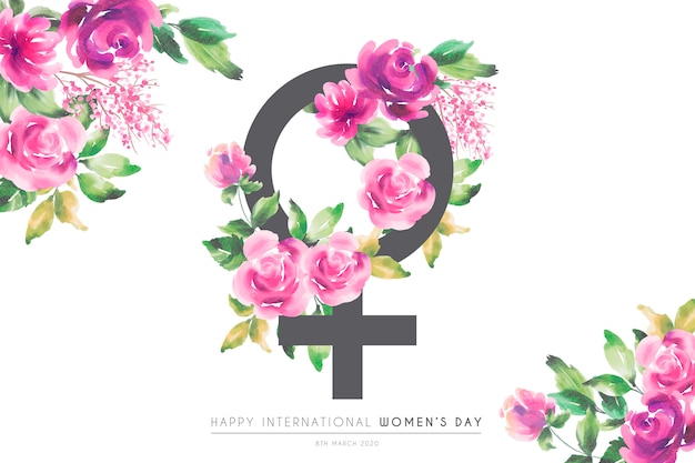 Hermosa tarjeta de felicitación floral del día de la mujer