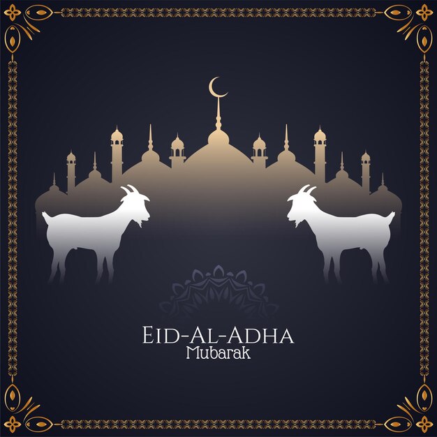 Hermosa tarjeta de felicitación islámica de Eid-Al-Adha mubarak