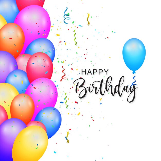 Hermosa tarjeta de feliz cumpleaños con fondo de celebración de globos de colores