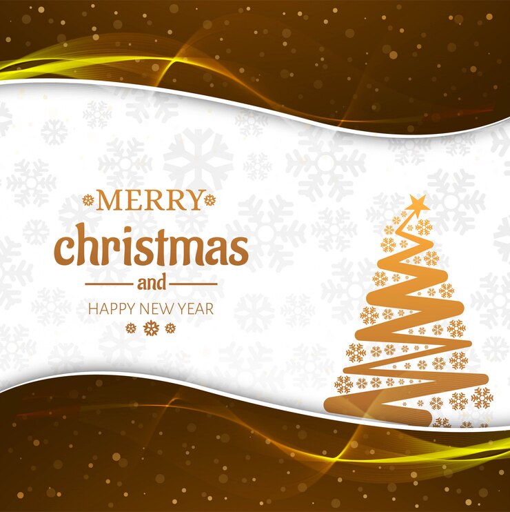 Vector gratuito hermosa tarjeta de feliz navidad con el fondo del árbol
