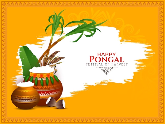 Vector gratuito hermosa tarjeta del festival de adoración de la cosecha india de feliz pongal