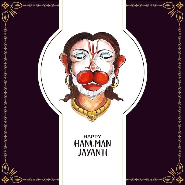 Vector gratuito hermosa tarjeta del festival mitológico indio happy hanuman jayanti