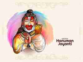 Vector gratuito hermosa tarjeta del festival mitológico indio happy hanuman jayanti