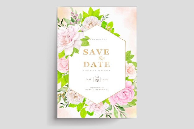 hermosa tarjeta de invitación de boda floral con diseño colorido