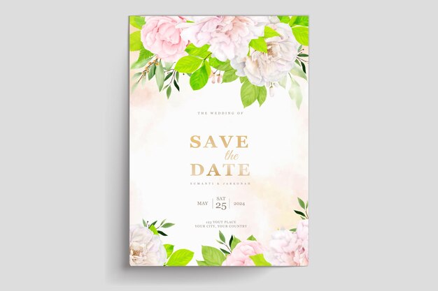 hermosa tarjeta de invitación de boda floral con diseño colorido