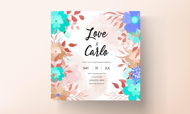 Hermosa tarjeta de invitación de boda floral