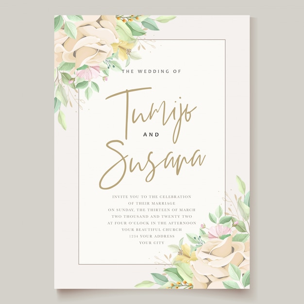 Hermosa tarjeta de invitación de boda