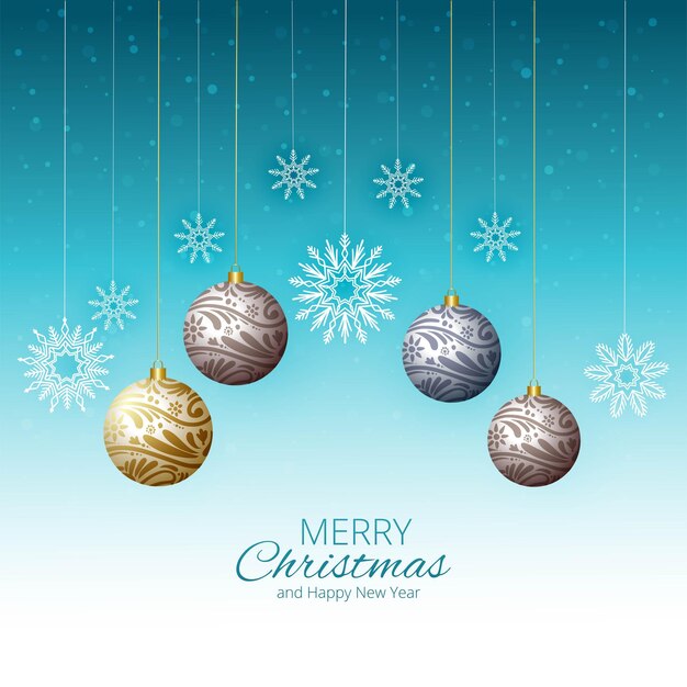 Hermosas bolas brillantes Feliz Navidad Festival de tarjeta de fondo