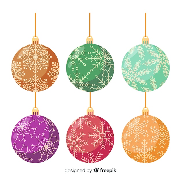 Vector gratuito hermosas bolas de navidad estilo vintage