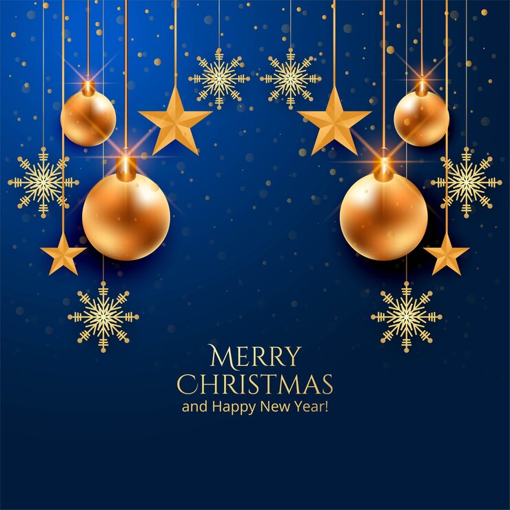 Vector gratuito hermosas bolas de navidad sobre fondo azul.