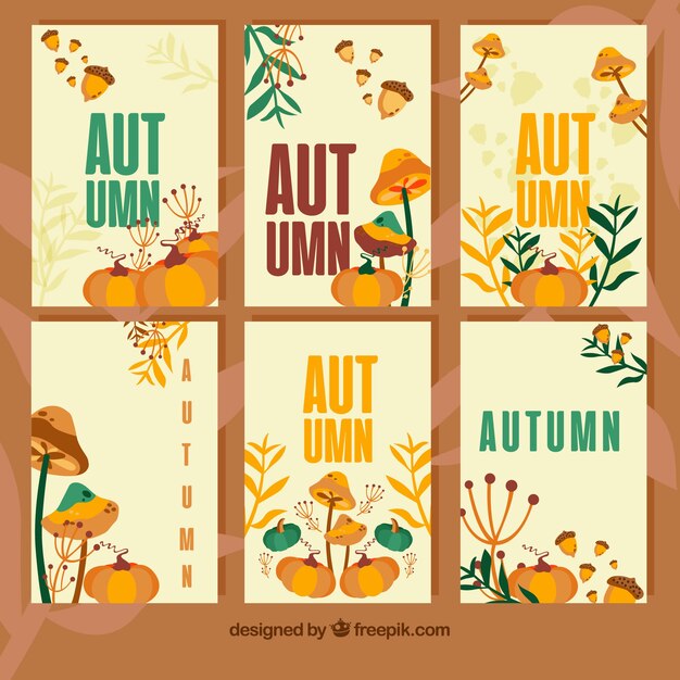 Hermosas colección de tarjetas de otoño
