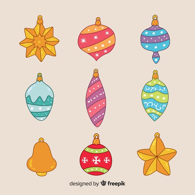 Hermosas decoraciones de navidad dibujados a mano