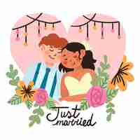 Vector gratuito hermosas parejas de boda