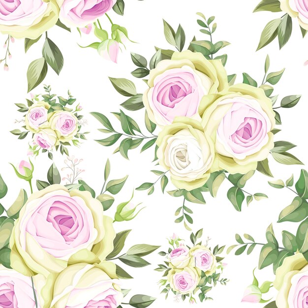Hermosas rosas dibujadas a mano de patrones sin fisuras