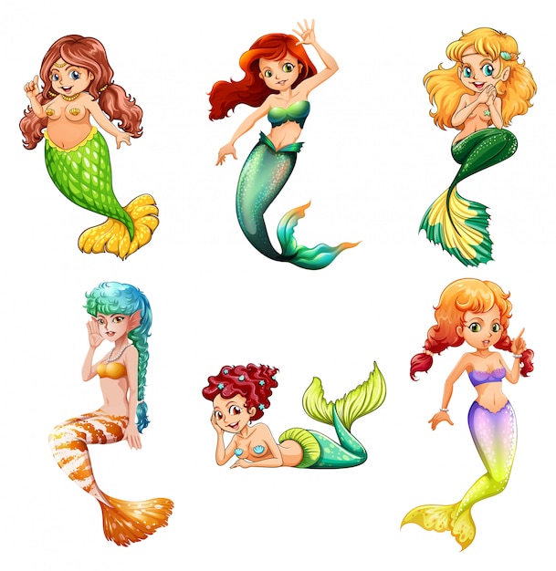 Vector gratuito hermosas sirenas