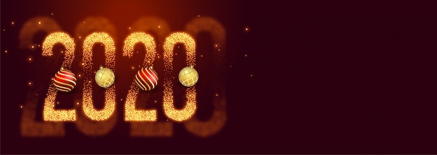 Hermoso 2020 feliz año nuevo hecho con banner de destellos