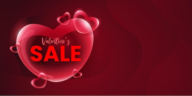Hermoso amor Día de San Valentín Super Venta Banner Fondo Multipropósito Efecto de corazón 3D Vector GRATIS