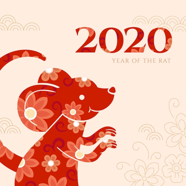 Vector gratuito hermoso año nuevo chino en diseño plano