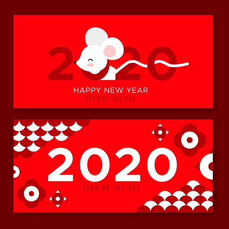 Vector gratuito hermoso año nuevo chino pancartas en diseño plano