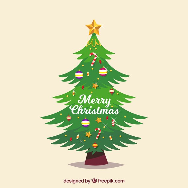 Hermoso árbol de navidad decorado